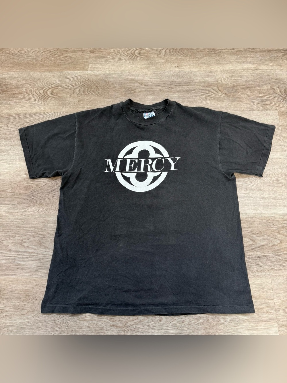 Vintage 80s MERCY Burlingame San Francisco Mens L Faded Black Hanes Beefy USA